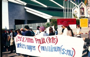 former worker of Bed and Bath Protest in front of UN, Bangkok